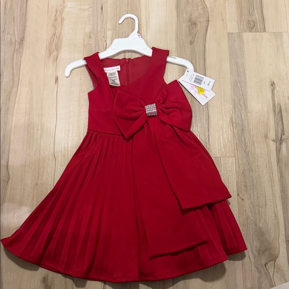 Bonnie Jean Red Formal Kids Dress with Bow